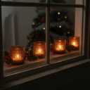 24pcs Amber Votive Candle Holders for Table, 2x2.5in Vintage Glass Small Tea Light Candles Holders for Home Decor, Tealight Candle Holder Decor for Wedding Centerpieces Baby Shower