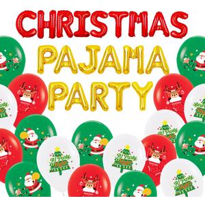 Red Green Balloons Christmas Pajama Party Decoration Christmas Friendsmas Party Decorations Ugly Christmass Sleep over Party Girls Night Christmass Party Decorations