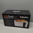 Mueller UltraToast Full Stainless Steel Toaster 4 Slice, Long Extra-Wide Slots for Bagels and Waffles, 6 Browning Levels, LED Display, Cancel/ Defrost/ Reheat Functions & Removable Tray, Kitchen Gadgets