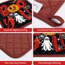 Halloween Pumpkin Oven Mitts and Pot Holders Sets 4Pcs, 100% Cotton Heat Resistant, Extra Long Oven Gloves Potholder for Kitchen Cooking Baking Decoration