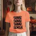 Womens Halloween Shirt Pumpkin Fall Ghost T-Shirts Spooky Season Autumn Tee Tops (Orange, M)