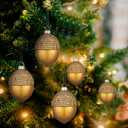 Lyrow 12 Pcs Christmas Acorn Ornaments Artificial Acorn Decor Small Hanging Ornament for Christmas Tree DIY Crafts Plastic Farmhouse Mini Fake Deco for Crafts Xmas Winter Party Decorations