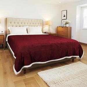 Electric Heated Blanket Full Size 72x84 Inch - Super Soft Flannel, 10 Heat Settings, 1-12H Auto Shut Off, Machine Washable, Easy Controller, Perfect for Winter Warmth - Wine Red