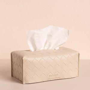 OLETHA Aesthetic Rectangle Tissue Box Cover, Medium Flat Box Tissues Holder Rectangular, Woven Textured, Light Taupe (Fits Medium Flat Box (110-160 Sheets))