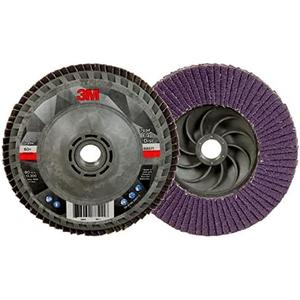 3M Flap Disc 769F, Type 27 Quick Change, 60+, 4-1/2 in x 5/8-11, High Performance Abrasive, Ceramic Precision-Shaped Grain Grinding and Finishing Disc, Carbon Steel, Stainless Steel, Pack of 2