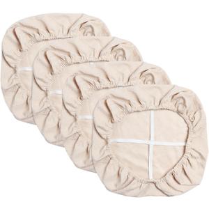 Yikko Chair Seat Covers, High-Density Check Jacquard Ekedalen Seat Covers for Dining Kitchen Restaurant Banquet, Stretch Removable Washable Chair Seat Cushion Protector (4, Beige)