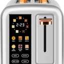 SEEDEEM Toaster 2 Slice with Touch Screen, Faster Heating Speed, 7 Shade Setting, 6 Bread Type, 1.5Wide Slots Toaster, Removable Crumb Tray, 1350W, Silver Metallic