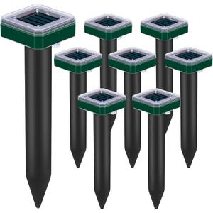 Snake Repellent for Yards 8 Pack Mole Repellent Solar Powered for Lawns Gopher Trap Groundhog Vole Repellent Ultrasonic Spike Outdoor Waterproof Sonic Chipmunk Rodent Burrowing Animals Deterrent Stake