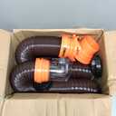 Camco RhinoFLEX 15-Ft RV Sewer Hose Kit - Features Clear Elbow Fitting w/Removable 4-in-1 Adapter - Connects to 3” Slip or 3”/3.5”/4” NPT Threaded Sewer Connection (39770)