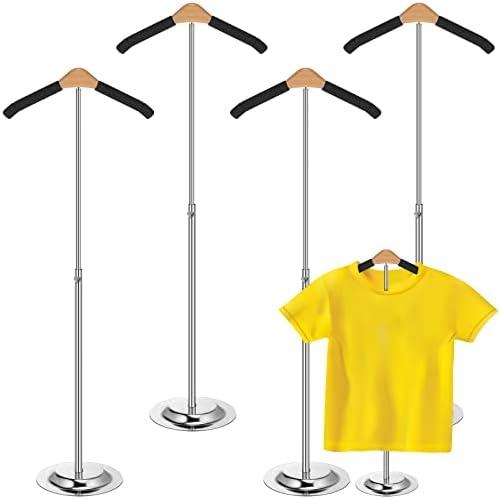 Adjustable Child T Shirt Display Flexible Shoulder Stand Shirt Rack Portable Hanging Black Metal Clothes Hanger Rack for Clothing Garment Coat Retail Vendor, Height 16-27.9 Inch (4 Pcs)