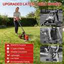 Cordless Weed Wacker, Electric Weed Trimmer with Wheels, 2x2.0Ah 21V Battery Powered Weed Eater, String Trimmer Brush Cutter, 3 Types Blades Lawn Mower Edger Lawn Tool for Garden Yard