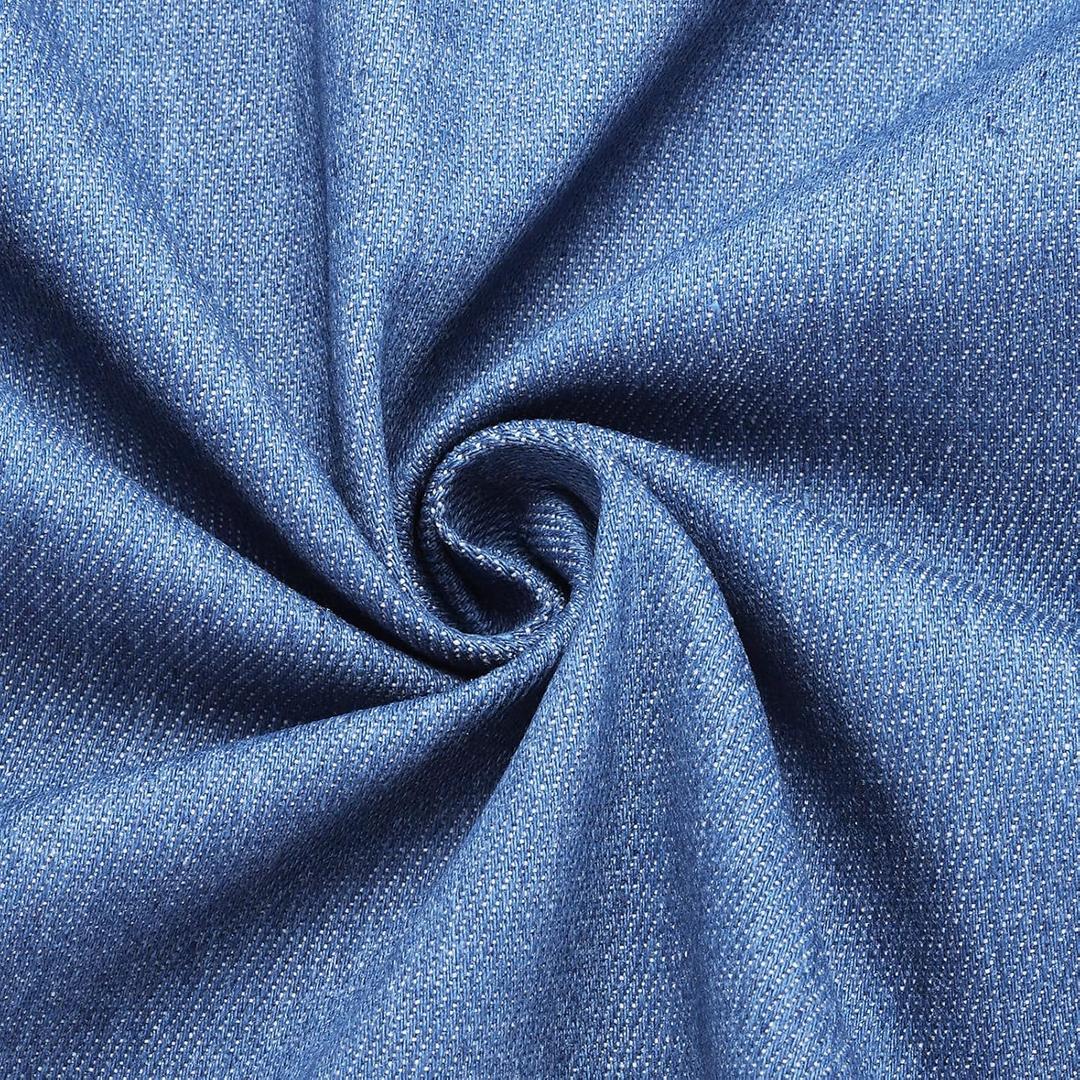 MECCANIXITY 10OZ Denim Fabric, 57 Inch Stretch Cotton Denim Material 2 Yard by The Yard for Sewing Quilting Clothes Fabric DIY Craft,Light Blue