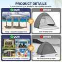 Beach Tent,8'8' Large Beach Canopy for 4-6 People,Easy Setup Beach Sun Shelter with UPF 50+ Protection,Adjustable Height & Wind Resistant Beach Cabana for Family,Party (Khaki - Solid)