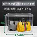 3 Pack XXX-Large Acrylic Purse Box Organizer 17.3x13x13'' Clear Handbag Organizer Acrylic Box Display Case with Magnetic Attraction Lid, Showcase for Tote Bag, Helmet, Tall Boots, Super Large Figures