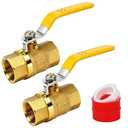 TAOKIHAI 2 Pack 1 Inch Ball Valve Brass Full Port NPT Female Ball Valve Heavy Duty Water Shut Off Valve 1'', NPT Female, 150 PSI WSP / 600 PSI WOG Water Control Valve Connector Fitting