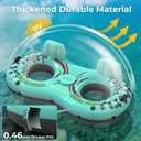 2-Person Inflatable River Tube, Heavy Duty Tube Float for River Pool Lake Beach w/Built-in Cooler & Cup Holders, Ergonomic Backrest, Durable Handles & Grab Rope, 660lb Weight Capacity