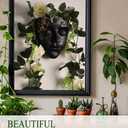 Face Shape Wall Planter Elegant Black Resin Wall-Mounted Head Pot with Drainage Hole Unique Small Vase Holder for Flower,Succulents, Hanging Plants for Plant Lovers