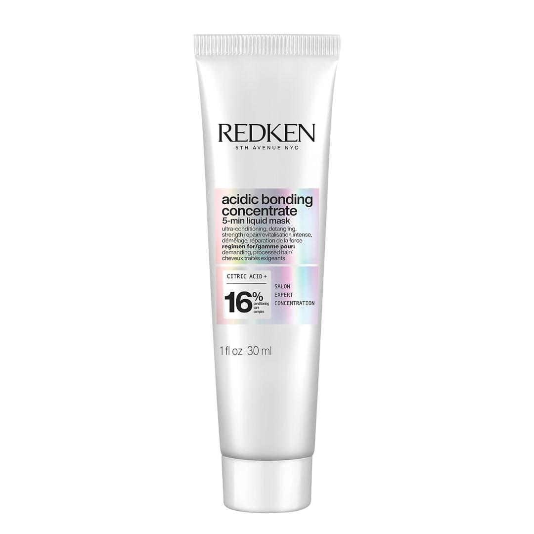 Redken Acidic Bonding Concentrate Hair Mask - Hydrating 5 Minute Liquid Mask, Bond Building & Strengthening, For Dry, Damaged Hair, 1.01 Fl Oz (Pack of 1)