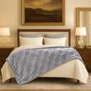 Cozy Bliss Checkered Faux Rabbit Fur Twin Blanket for Bed, Soft Fuzzy Blankets for Women Men, Furry Fleece Throw for Sofa Bedroom Living Room (60 * 80 Inches Light Grey)