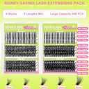 Lash Clusters Kit with Spikes Lashes Clusters Wispy 60D+80D+100D+200D Manga Eyelash Clusters D Curl 456PCS Cluster Eyelash Extensions Volume 12-18mm Individual Anime Lashes Kit Bond&Seal by WiWiLINK