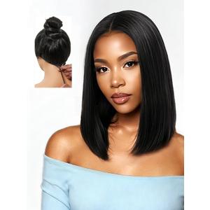 Glueless Bob Wig Human Hair Pre Plucked Pre Cut 6x4 HD Lace Closure Wigs Human Hair 150% Density Wear and Go Short Straight Bob Wigs for Black Women 14 Inch