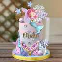 Mermaid Cake Toppers with Shell Starfish Fishtail Balls for Mermaid Birthday Supplies (Style1)