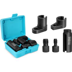 DURATECH 5PCS O2 Oxygen Sensor Socket Thread Chaser Set, 3/8" 1/2" Drive x 7/8" 22mm Oxygen Sensor Remover O2 Sensor Removal Tool Kit