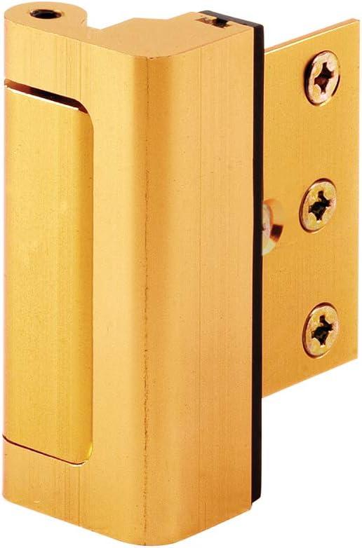 Prime-Line U 10826 Door Reinforcement Lock  Add Extra, High Security to your Home and Prevent Unauthorized Entry  3 Stop, Aluminum Construction, Gold Anodized Finish (Single Pack)