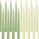 10 Pack Ivory and 10 Pack Sage Green Spiral Taper Candles for Home Decor, 10 Inch Unscented Dripless Twisted Candlesticks for Weddings Dinner Holiday Decoration Formal Events