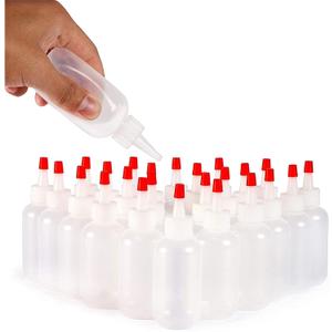 Juvale Squirt Bottle - 2 oz White with Red Caps, 24 Pack - Plastic Squeeze Bottle for Hot Sauces, Condiments & Crafts