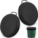 Lewtemi 2 Pcs 5 Gallon Bucket Seat 360 Degree Swivel Lid with 2" Thick Black Padded Cushion Lid with Waterproof Cover, Ideal for Winter Ice Fishing, Waterfowl Hunting, Camping and Outdoor Activities