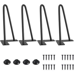 6 x SMARTSTANDARD 8 Inch Heavy Duty Hairpin Furniture Legs, Metal Home DIY Projects for TV Stand, Sofa, Cabinet, etc with Rubber Floor Protectors Black 4PCS