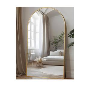 Full Length Mirror, Oversized Floor Mirror Freestanding, Full Body Floor Standing Mirror with Stand, Hanging Mounted for Bedroom Living Room, Gold, Arched Style