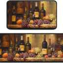 2 Piece Red Wine Kitchen Rug Set, Wine Glasses Kitchen Rugs and Mats Non Skid Washable Absorbent Microfiber Kitchen Floor Decor Mat 17"x47"+17"x30"