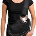 YUDODO Pet Sling Carrier for 5-9 lbs Small Dogs & Cats  Hands-Free Puppy Carrier with Safety Hook, Large Zipper Pocket, Soft Breathable Mesh, Adjustable Strap & Reflective Strip (Black 3.0 M)
