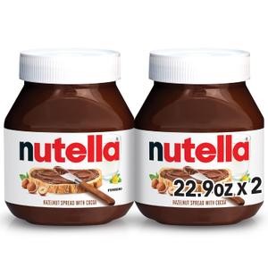 Nutella Chocolate Hazelnut Spread with Cocoa, Sweet topping for baking, breakfast and desserts, 2 Pack, 22.9 oz Each (EXP 12/09/25)