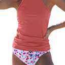 Beachsissi Womens Tankini Ruched Design Tummy Control Bathing Suits (Medium, Coral)