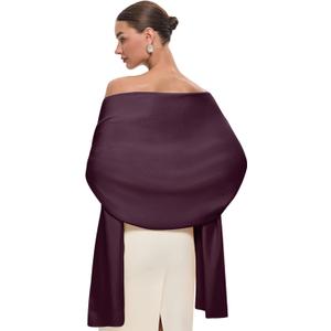 PULI Women's Pashmina Shawl Wraps for Evening Dress Large Scarf Blanket Long Wedding Bridal Winter Warm Shoulder Wrap (Burgundy)