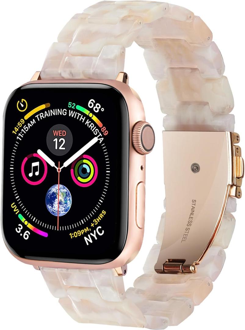 HOPO Compatible With Apple Watch Band 38mm 40mm 41mm 42mm 44mm 45mm 46mm 49mm,Resin Watch Strap Bracelet Wristband Fashion Lightweight Replacement For iWatch Bands Series 11 Ultra 10 9 8 7 6 5 4 3 2 1 SE for Women Men
