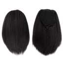 12Inch Yaki Straight Drawstring Ponytail for Black Women Synthetic Thick Kinky Straight Pony Tail Short Length Natural Black Ponytail Extension for Daily Party Use(2# Natural Black)