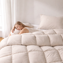 DOWNCOOL Feather Down Fiber Comforter King Size, 100% Cotton Ultra Soft Fluffy Duvet Insert King, All Season Luxurious Hotel Bedding Comforters with Corner Tabs