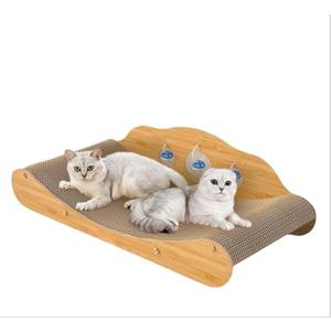 Reversible Cat Scratcher Bed, Scratching Board for Indoor Cats - Cardboard Pad & Durable Cat Scratcher Lounge Hammock Chair Furniture, Natural Wood Color (XL)