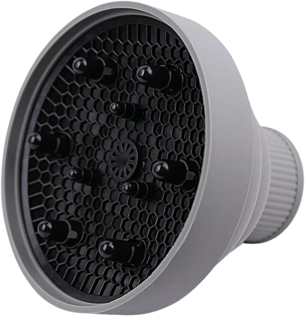 Collapsible Hair Dryer Diffuser Fit 1.57-1.96(4-5cm) Round Nozzle, Travel Hair Curly Difusor Attachment, Portable Silicone Diffuser for Hair Dryers, Salon Home Hair Blow Dryer Diffuser(Grey)