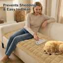 Smiry Non Slip Couch Covers for Dogs, Fuzzy Pet Couch Covers for 3 Cushion Sofa Pet Friendly, Soft Sofa Slipcovers Cushion Furniture Protector Washable (Camel, 27.6" x 70.9")