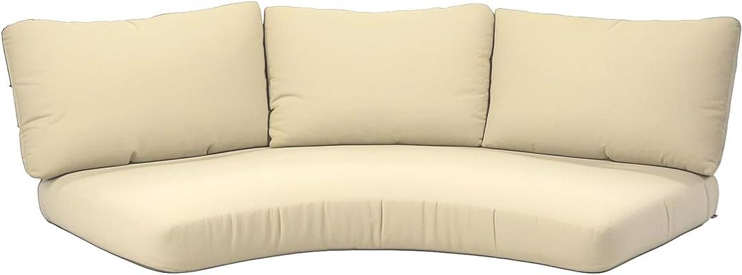 Outdoor Curved Sofa Cushion Cover with Zipper & Anti-Slip Particles, Half Moon Patio Furniture Cushions Covers Waterproof, Olefin Fabric-ONLY Cover (Beige, 77/40 * 28 * 5.3inch)