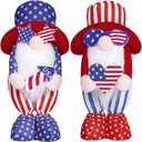 Patriotic Decor Gnomes Plush Decorations, 2 PCS Handmade Faceless Elf Dwarf Dolls USA Flag Gift for Patriot Day Independence Memorial Veterans Swedish Tomte Table Ornament Tiered Tray