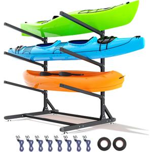 RDCMKL Freestanding Kayak Storage Rack, Heavy Duty Adjustable Stand for Kayaks, SUPs, Paddleboards, Canoes, Weatherproof