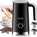 Facelle Milk Frother, 4-in-1 Electric Milk Steamer and Frother, 10oz/300ml Automatic Hot & Cold Foam Maker and Milk Warmer with Auto Shut-Off, for Latte, Cappuccino, Macchiato, Hot Chocolate - Black
