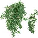 Ling's moment Rosa Banksiae Artificial Vines, Pack of 7 Silk Greenery Garlands with Hanging Faux Laurel Leaves for Table Centerpieces, Wedding Arches & Floral Filler Arrangements