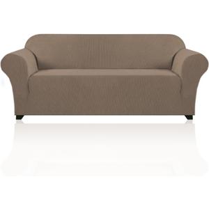 PrinceDeco Stretch Sofa Slipcover 1 Piece Sofa Cover for 3 Cushion Couch Furniture Protector/Cover Couch with Elastic Bottom Soft and Durable Sofa Cover Pet Protector (XL Sofa, Macchiato)
